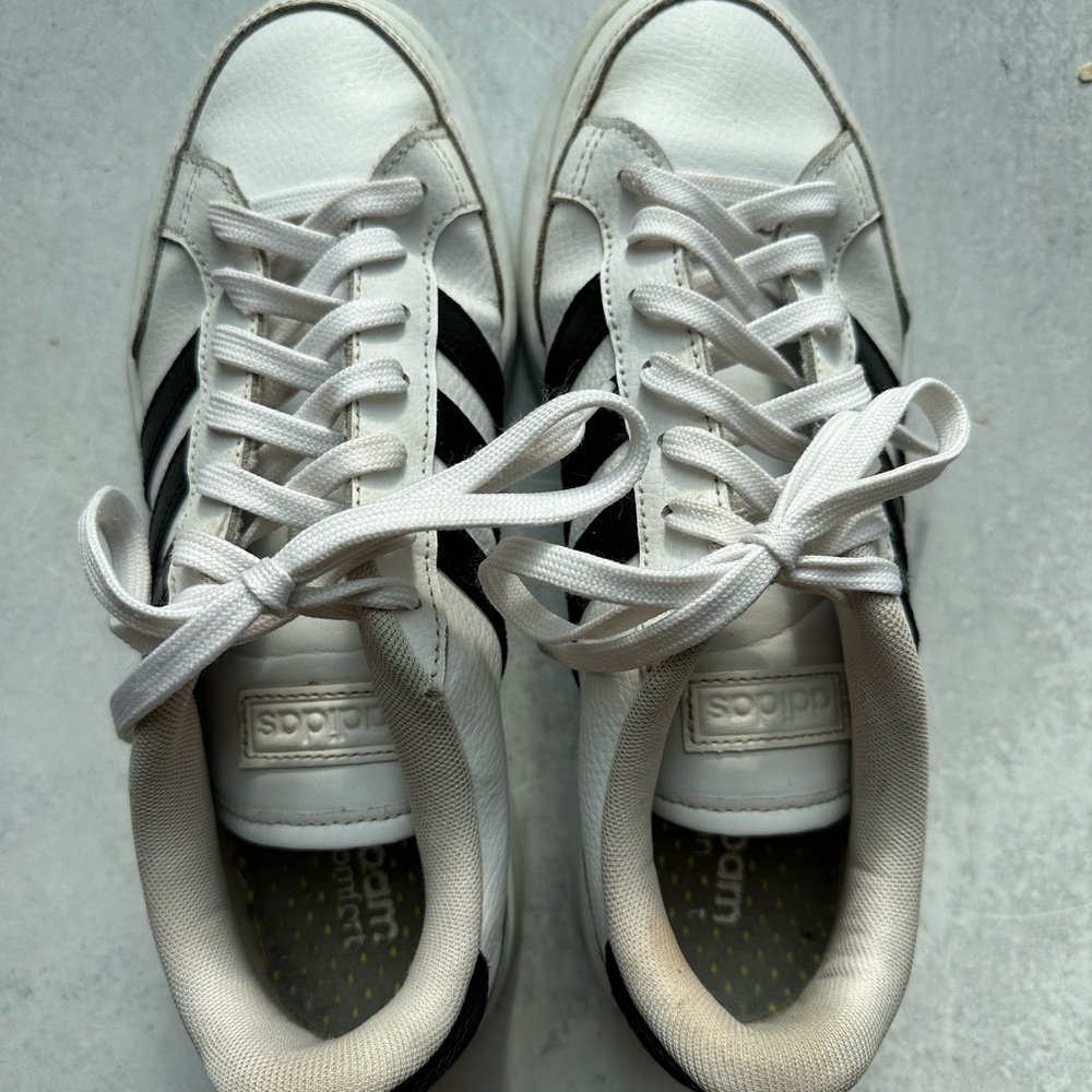 Adidas Classic White and Black Trainers